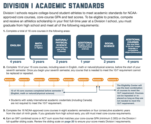 DI Academic Standards chart