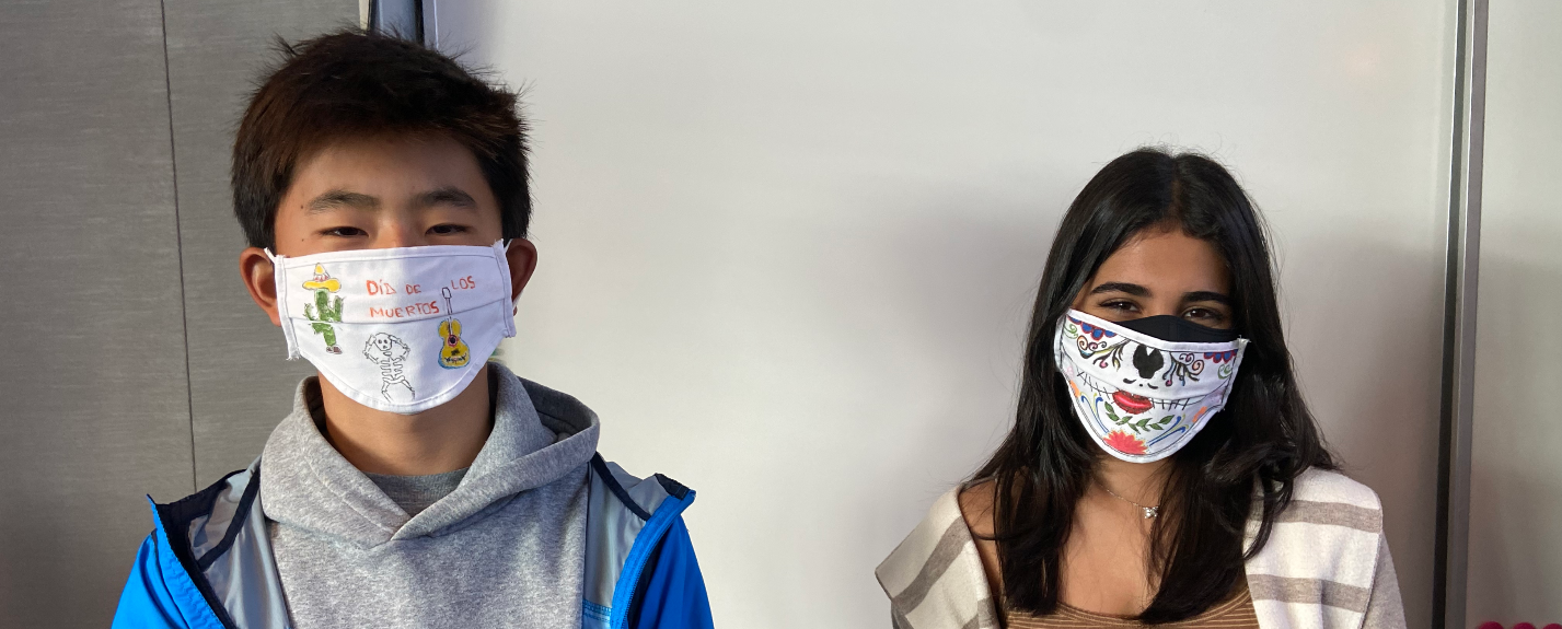 2 students wearing masks