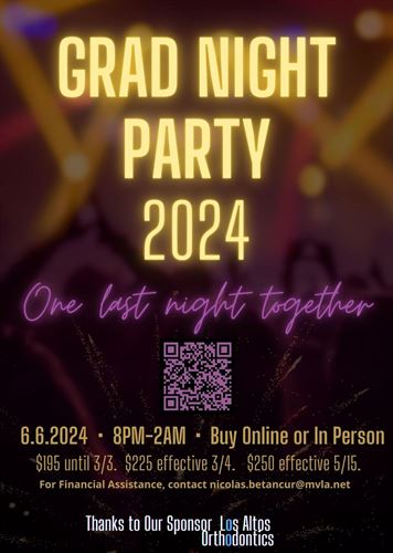 Poster sharing info about Grad Night Part 2024